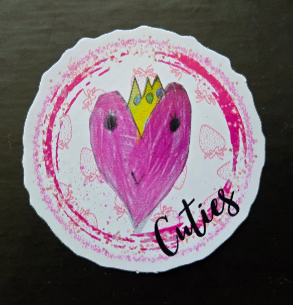 Cuties heart crown vinyl sticker V's Designs original artwork kids Spam Loves Rice