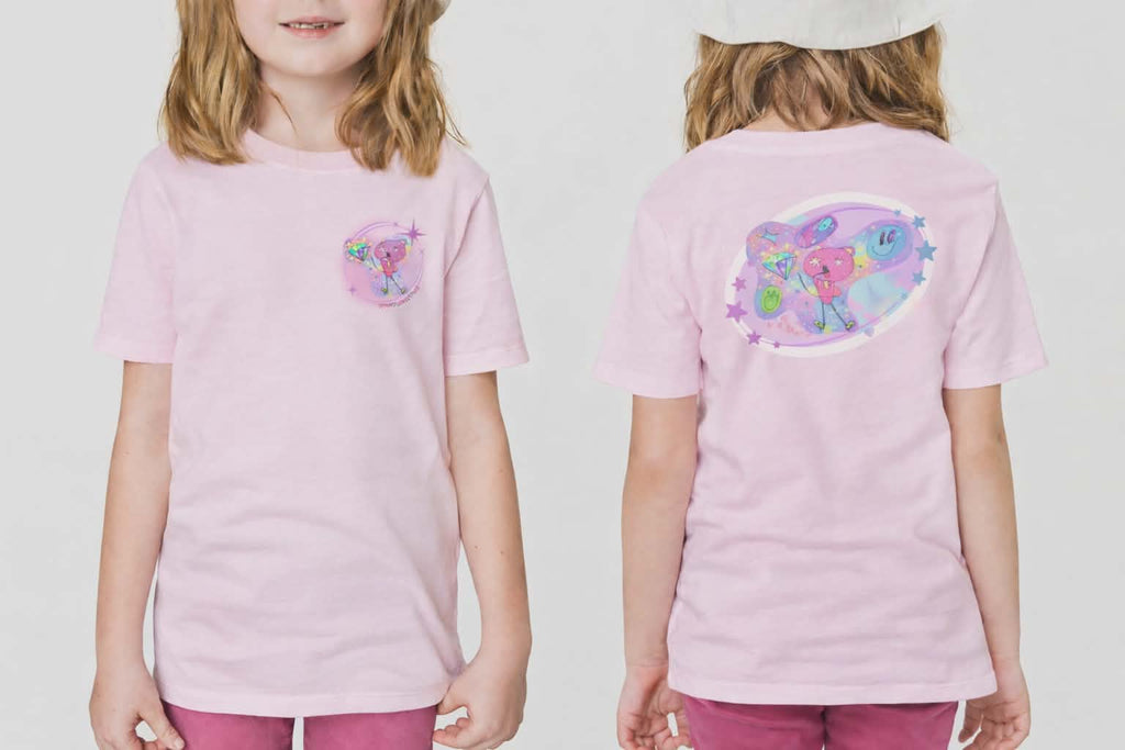 Diamonds kids girls graphic tee pink V's Designs youth streetwear Spam Loves Rice