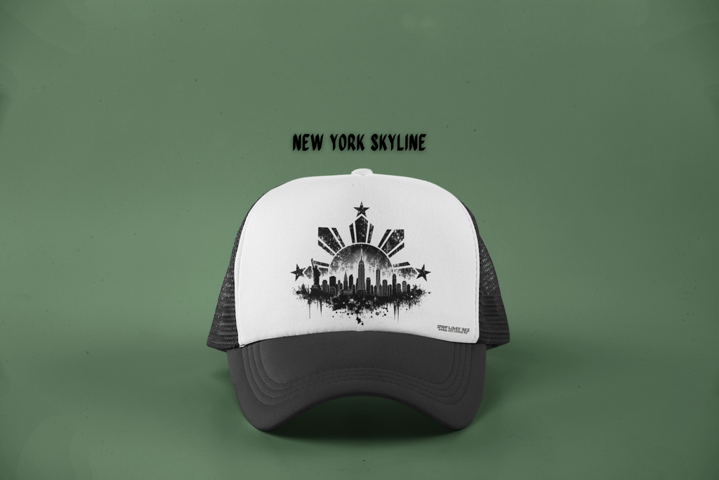 Filipino Roots City Skyline Trucker Hat | Phillipine Sun & Stars