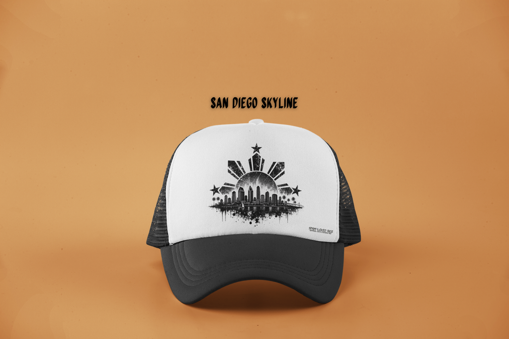 Filipino Roots City Skyline Trucker Hat | Phillipine Sun & Stars