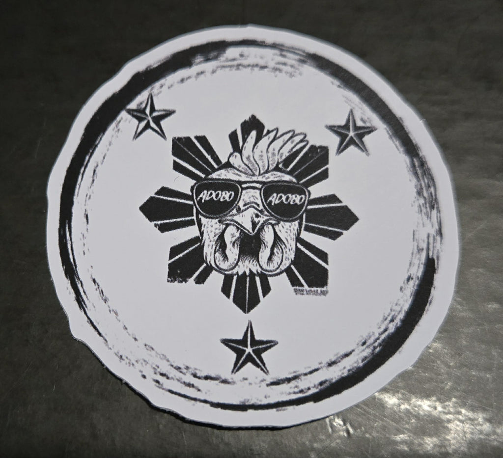 Chicken Adobo Philippine sun blackout vinyl sticker black and white Filipino streetwear Spam Loves Rice