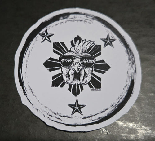 Chicken Adobo Philippine sun blackout vinyl sticker black and white Filipino streetwear Spam Loves Rice