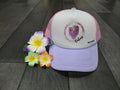 Lavender and pink curvebill trucker hat with Cuties princess heart design – V's Designs kids streetwear by Spam Loves Rice