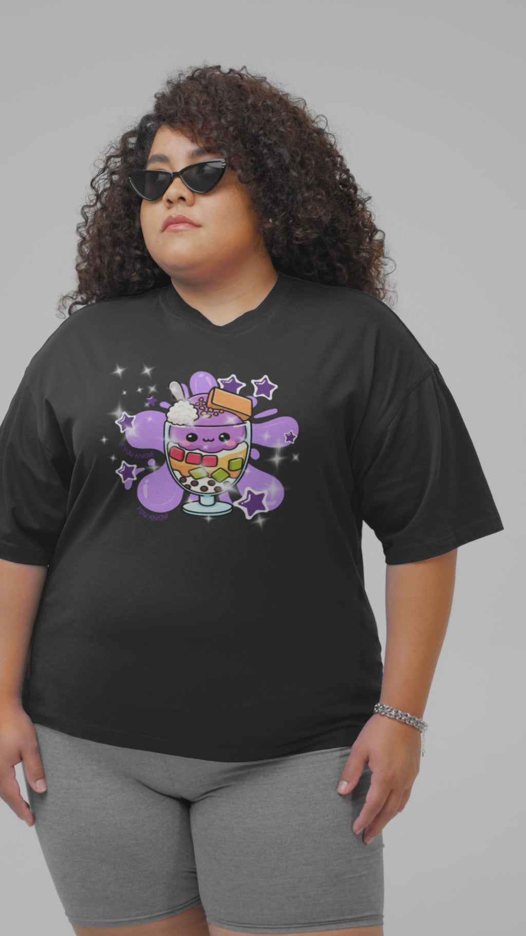 Person wearing black Halo Halo kawaii graphic tee - Filipino streetwear by Spam Loves Rice