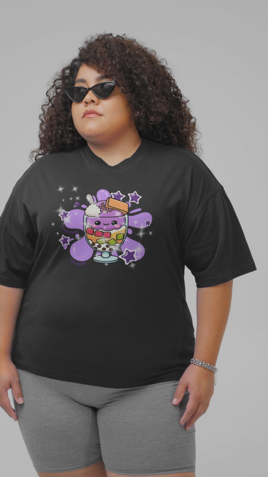Person wearing black Halo Halo kawaii graphic tee - Filipino streetwear by Spam Loves Rice