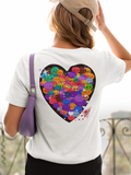 Back of white unisex tee with colorful kawaii siopao heart graphic – Spam Loves Rice Filipino streetwear