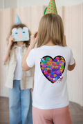 Back view of child wearing white You Are Enough kawaii siopao heart graphic tee- Filipino streetwear kids by Spam Loves Rice